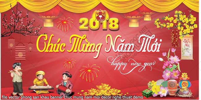 file vector phong san khau banner chuc mung nam moi decor nghe thuat